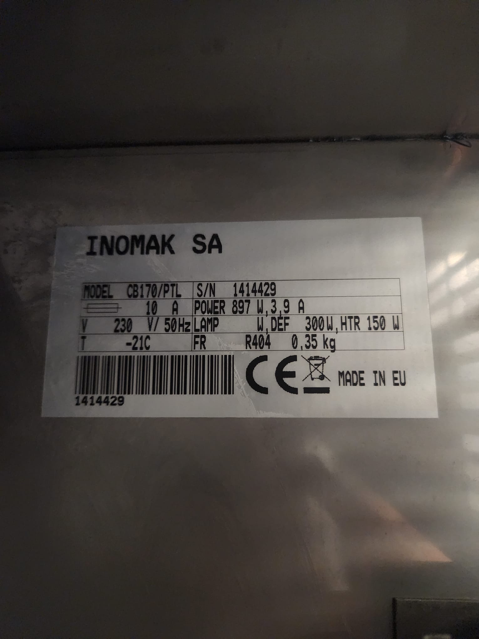 Inomak CB170/PTL — Commercial Upright Freezer Stainless Steel