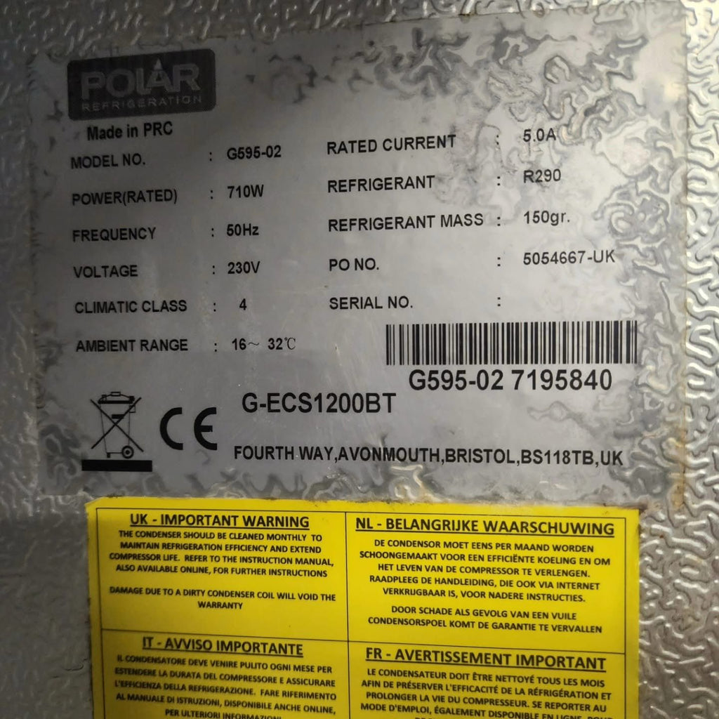 Polar G-ECS1200BT — Commercial Double Door Upright Fridge (G595-02)